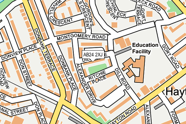 AB24 2XJ map - OS OpenMap – Local (Ordnance Survey) AB24 2XJ map - OS OpenMap – Local (Ordnance Survey)
