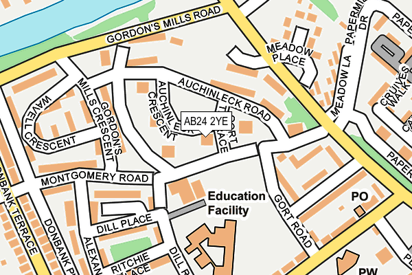 AB24 2YE map - OS OpenMap – Local (Ordnance Survey) AB24 2YE map - OS OpenMap – Local (Ordnance Survey)