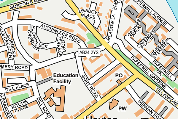 AB24 2YS map - OS OpenMap – Local (Ordnance Survey) AB24 2YS map - OS OpenMap – Local (Ordnance Survey)