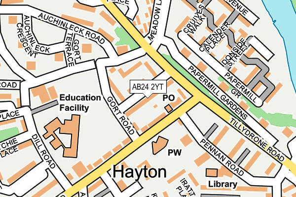 AB24 2YT map - OS OpenMap – Local (Ordnance Survey) AB24 2YT map - OS OpenMap – Local (Ordnance Survey)