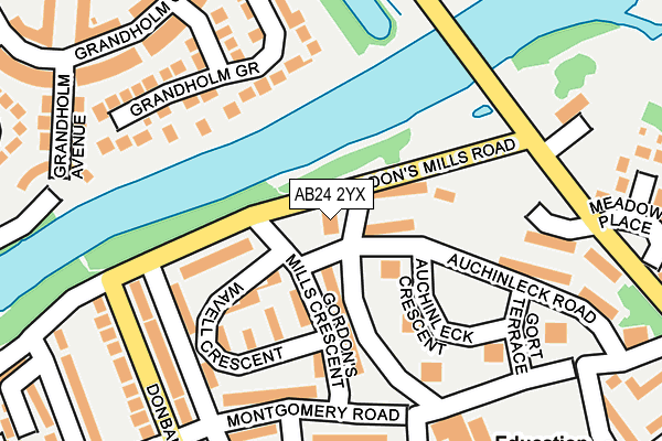 AB24 2YX map - OS OpenMap – Local (Ordnance Survey) AB24 2YX map - OS OpenMap – Local (Ordnance Survey)
