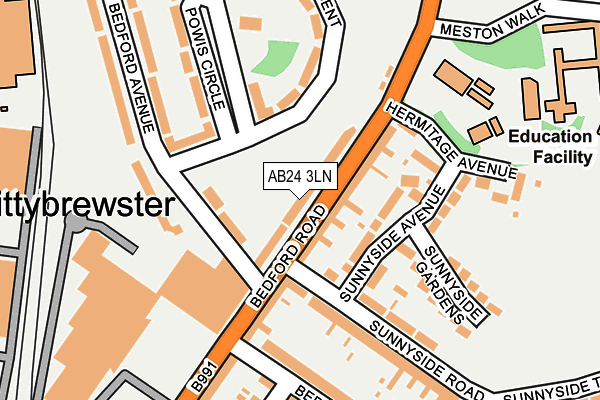 AB24 3LN map - OS OpenMap – Local (Ordnance Survey) AB24 3LN map - OS OpenMap – Local (Ordnance Survey)