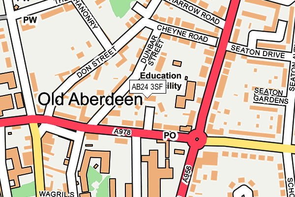 AB24 3SF map - OS OpenMap – Local (Ordnance Survey) AB24 3SF map - OS OpenMap – Local (Ordnance Survey)