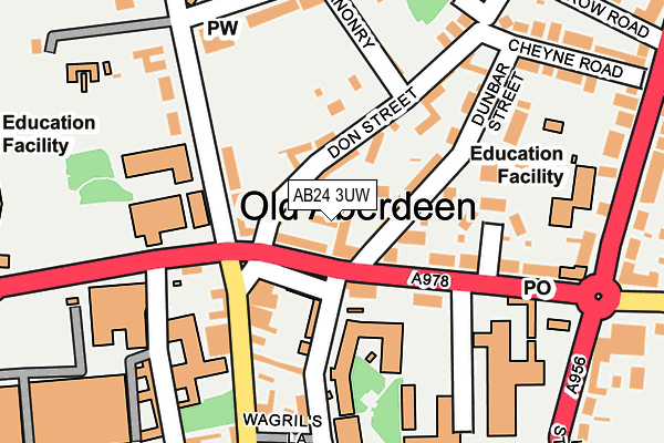 AB24 3UW map - OS OpenMap – Local (Ordnance Survey) AB24 3UW map - OS OpenMap – Local (Ordnance Survey)