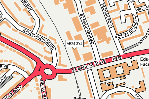 AB24 3YJ map - OS OpenMap – Local (Ordnance Survey) AB24 3YJ map - OS OpenMap – Local (Ordnance Survey)