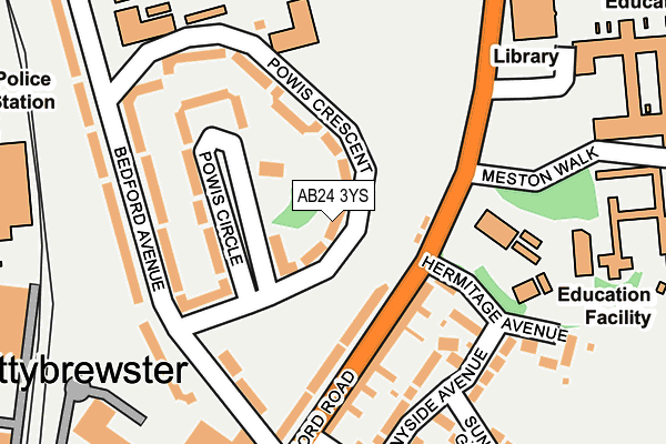 AB24 3YS map - OS OpenMap – Local (Ordnance Survey) AB24 3YS map - OS OpenMap – Local (Ordnance Survey)