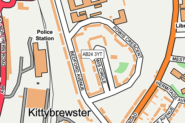 AB24 3YT map - OS OpenMap – Local (Ordnance Survey) AB24 3YT map - OS OpenMap – Local (Ordnance Survey)