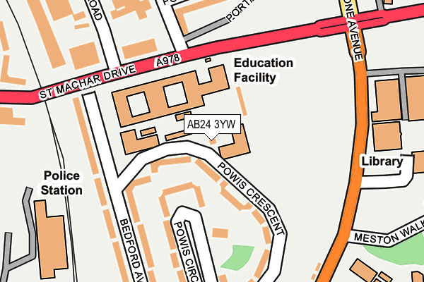 AB24 3YW map - OS OpenMap – Local (Ordnance Survey) AB24 3YW map - OS OpenMap – Local (Ordnance Survey)