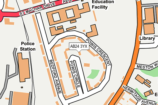 AB24 3YX map - OS OpenMap – Local (Ordnance Survey) AB24 3YX map - OS OpenMap – Local (Ordnance Survey)