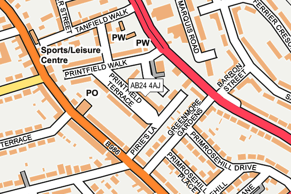 AB24 4AJ map - OS OpenMap – Local (Ordnance Survey) AB24 4AJ map - OS OpenMap – Local (Ordnance Survey)