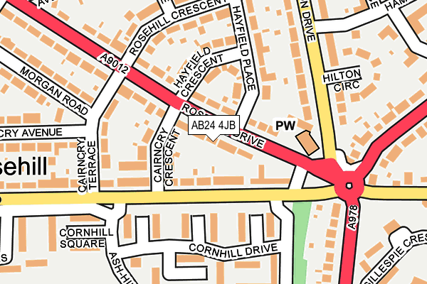 AB24 4JB map - OS OpenMap – Local (Ordnance Survey) AB24 4JB map - OS OpenMap – Local (Ordnance Survey)