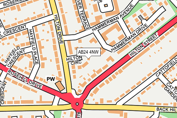 AB24 4NW map - OS OpenMap – Local (Ordnance Survey) AB24 4NW map - OS OpenMap – Local (Ordnance Survey)