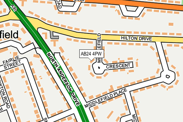 AB24 4PW map - OS OpenMap – Local (Ordnance Survey) AB24 4PW map - OS OpenMap – Local (Ordnance Survey)