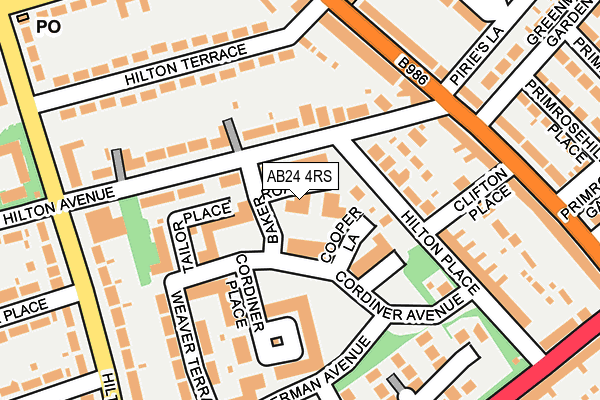 AB24 4RS map - OS OpenMap – Local (Ordnance Survey) AB24 4RS map - OS OpenMap – Local (Ordnance Survey)