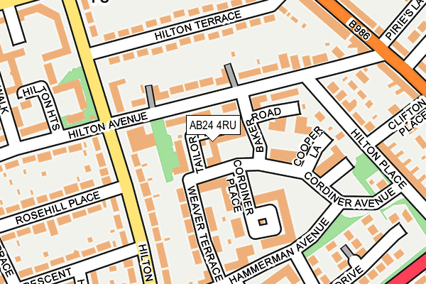 AB24 4RU map - OS OpenMap – Local (Ordnance Survey) AB24 4RU map - OS OpenMap – Local (Ordnance Survey)
