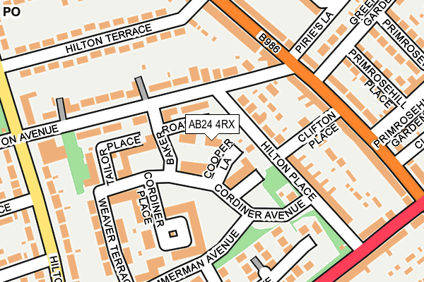 AB24 4RX map - OS OpenMap – Local (Ordnance Survey) AB24 4RX map - OS OpenMap – Local (Ordnance Survey)