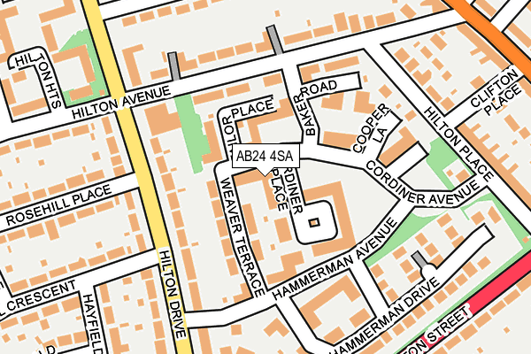 AB24 4SA map - OS OpenMap – Local (Ordnance Survey) AB24 4SA map - OS OpenMap – Local (Ordnance Survey)