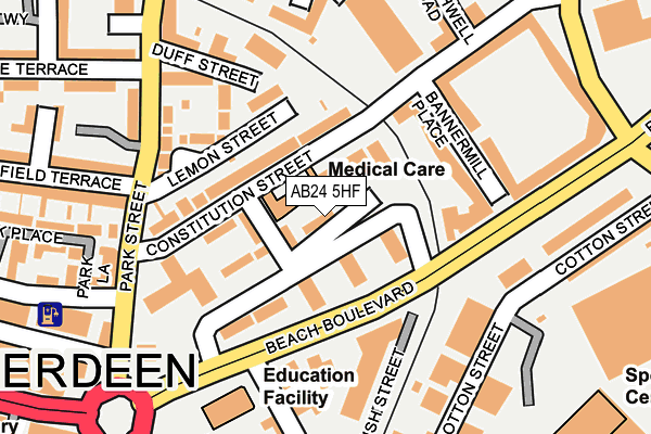 AB24 5HF map - OS OpenMap – Local (Ordnance Survey) AB24 5HF map - OS OpenMap – Local (Ordnance Survey)