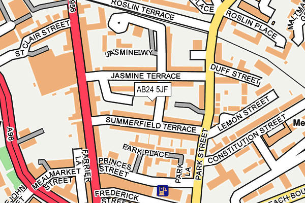 AB24 5JF map - OS OpenMap – Local (Ordnance Survey) AB24 5JF map - OS OpenMap – Local (Ordnance Survey)