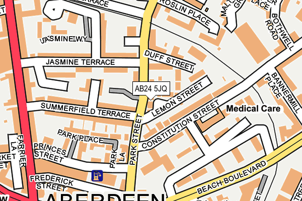AB24 5JQ map - OS OpenMap – Local (Ordnance Survey) AB24 5JQ map - OS OpenMap – Local (Ordnance Survey)