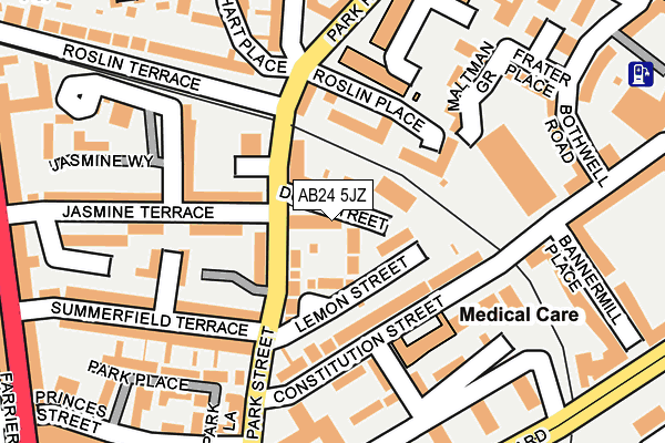 AB24 5JZ map - OS OpenMap – Local (Ordnance Survey) AB24 5JZ map - OS OpenMap – Local (Ordnance Survey)