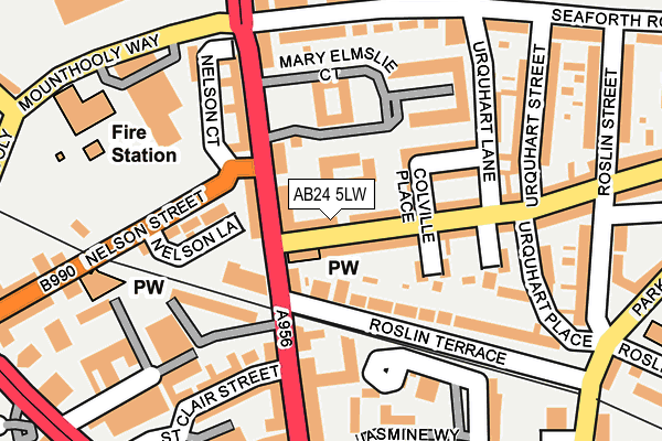AB24 5LW map - OS OpenMap – Local (Ordnance Survey) AB24 5LW map - OS OpenMap – Local (Ordnance Survey)