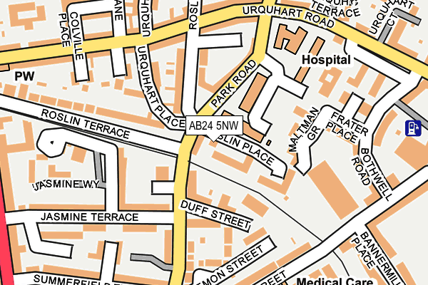 AB24 5NW map - OS OpenMap – Local (Ordnance Survey) AB24 5NW map - OS OpenMap – Local (Ordnance Survey)