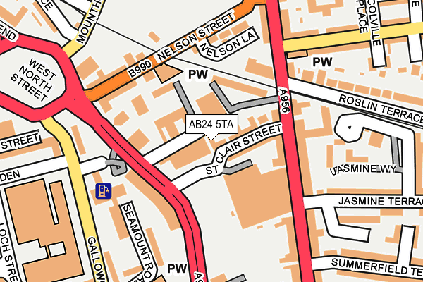 AB24 5TA map - OS OpenMap – Local (Ordnance Survey) AB24 5TA map - OS OpenMap – Local (Ordnance Survey)