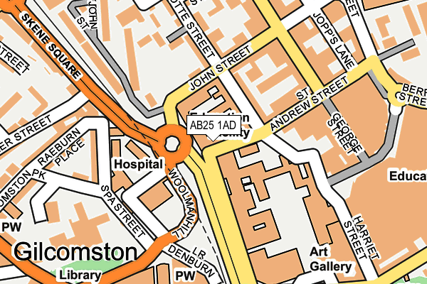 AB25 1AD map - OS OpenMap – Local (Ordnance Survey) AB25 1AD map - OS OpenMap – Local (Ordnance Survey)