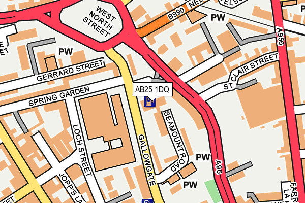 AB25 1DQ map - OS OpenMap – Local (Ordnance Survey) AB25 1DQ map - OS OpenMap – Local (Ordnance Survey)