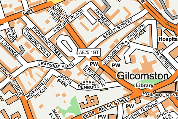 AB25 1GT map - OS OpenMap – Local (Ordnance Survey) AB25 1GT map - OS OpenMap – Local (Ordnance Survey)