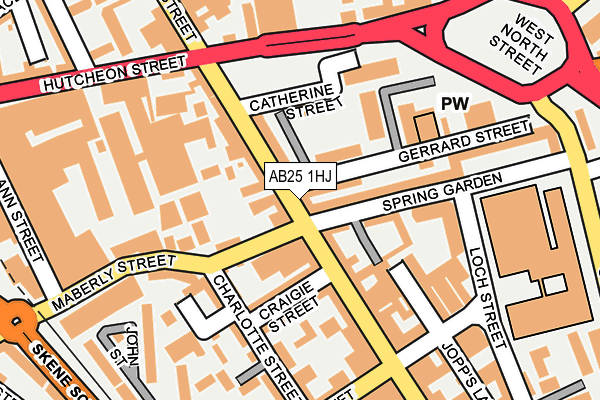AB25 1HJ map - OS OpenMap – Local (Ordnance Survey) AB25 1HJ map - OS OpenMap – Local (Ordnance Survey)