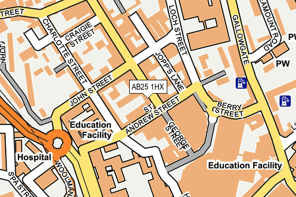 AB25 1HX map - OS OpenMap – Local (Ordnance Survey) AB25 1HX map - OS OpenMap – Local (Ordnance Survey)