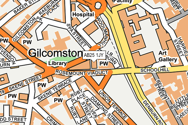 AB25 1JY map - OS OpenMap – Local (Ordnance Survey) AB25 1JY map - OS OpenMap – Local (Ordnance Survey)