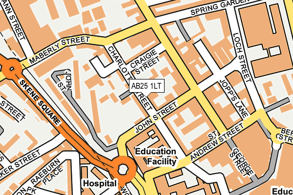 AB25 1LT map - OS OpenMap – Local (Ordnance Survey) AB25 1LT map - OS OpenMap – Local (Ordnance Survey)
