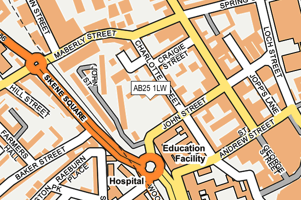 AB25 1LW map - OS OpenMap – Local (Ordnance Survey) AB25 1LW map - OS OpenMap – Local (Ordnance Survey)