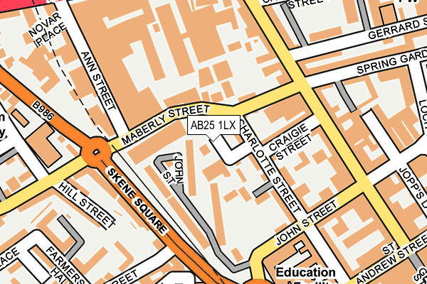 AB25 1LX map - OS OpenMap – Local (Ordnance Survey) AB25 1LX map - OS OpenMap – Local (Ordnance Survey)