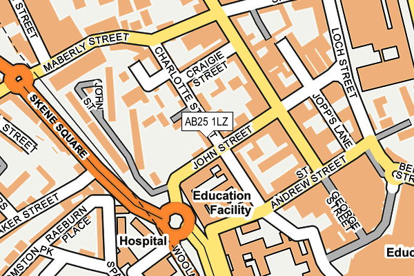 AB25 1LZ map - OS OpenMap – Local (Ordnance Survey) AB25 1LZ map - OS OpenMap – Local (Ordnance Survey)