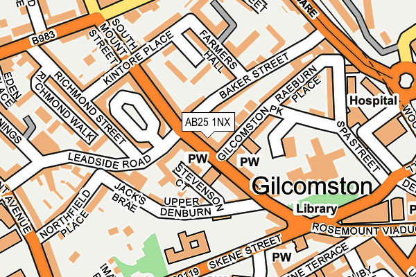 AB25 1NX map - OS OpenMap – Local (Ordnance Survey) AB25 1NX map - OS OpenMap – Local (Ordnance Survey)