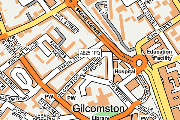 AB25 1PQ map - OS OpenMap – Local (Ordnance Survey)