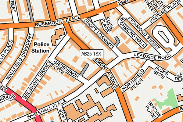 AB25 1SX map - OS OpenMap – Local (Ordnance Survey) AB25 1SX map - OS OpenMap – Local (Ordnance Survey)