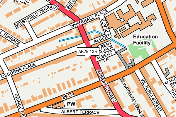 AB25 1XR map - OS OpenMap – Local (Ordnance Survey) AB25 1XR map - OS OpenMap – Local (Ordnance Survey)