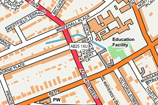 AB25 1XU map - OS OpenMap – Local (Ordnance Survey) AB25 1XU map - OS OpenMap – Local (Ordnance Survey)