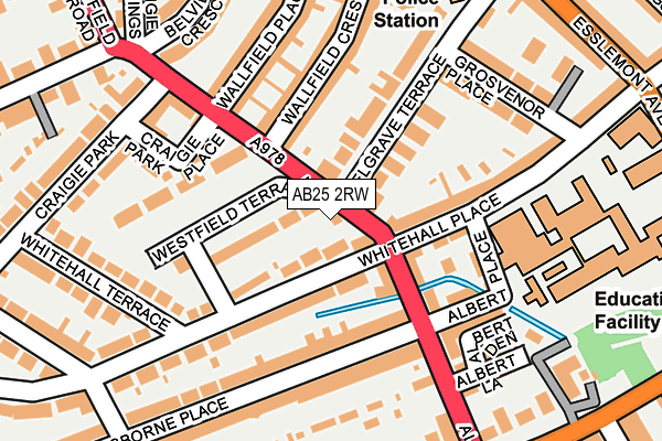 AB25 2RW map - OS OpenMap – Local (Ordnance Survey) AB25 2RW map - OS OpenMap – Local (Ordnance Survey)