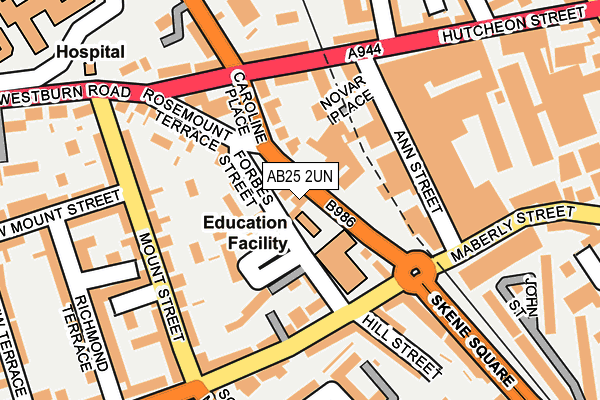 AB25 2UN map - OS OpenMap – Local (Ordnance Survey) AB25 2UN map - OS OpenMap – Local (Ordnance Survey)