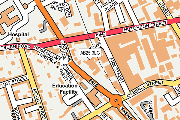 AB25 3LG map - OS OpenMap – Local (Ordnance Survey) AB25 3LG map - OS OpenMap – Local (Ordnance Survey)