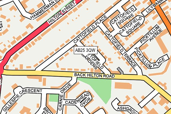 AB25 3QW map - OS OpenMap – Local (Ordnance Survey) AB25 3QW map - OS OpenMap – Local (Ordnance Survey)