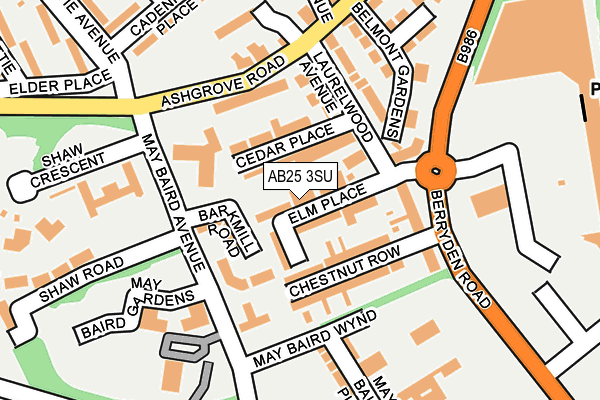 AB25 3SU map - OS OpenMap – Local (Ordnance Survey) AB25 3SU map - OS OpenMap – Local (Ordnance Survey)