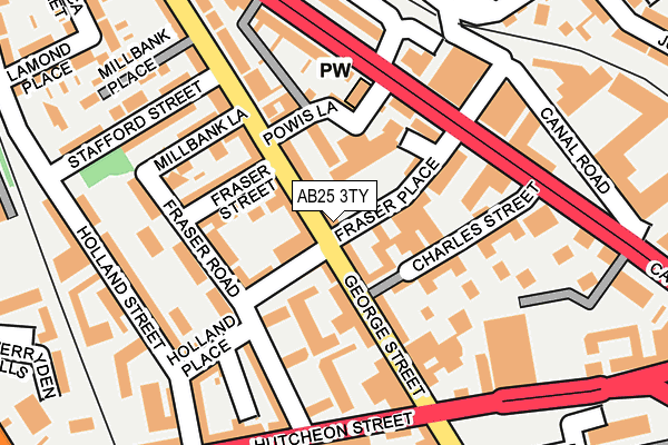 AB25 3TY map - OS OpenMap – Local (Ordnance Survey) AB25 3TY map - OS OpenMap – Local (Ordnance Survey)