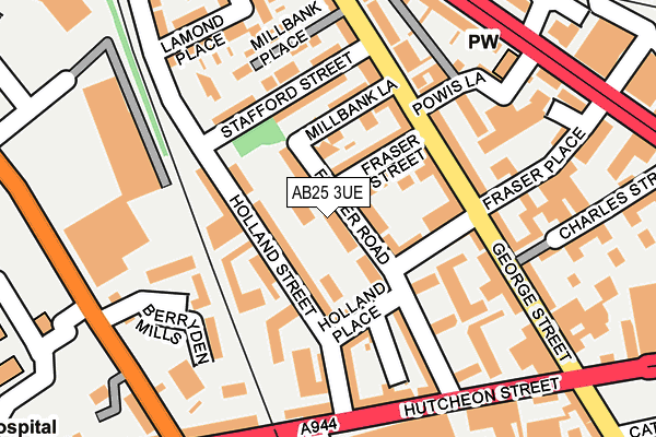 AB25 3UE map - OS OpenMap – Local (Ordnance Survey) AB25 3UE map - OS OpenMap – Local (Ordnance Survey)